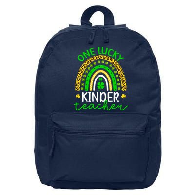 One Lucky Kinder Teacher St Patricks Day Teacher Rainbow Graphic Plus Size 16 in Basic Backpack