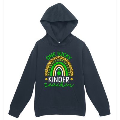 One Lucky Kinder Teacher St Patricks Day Teacher Rainbow Graphic Plus Size Urban Pullover Hoodie