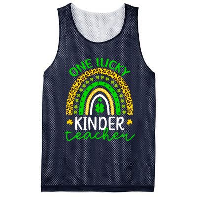 One Lucky Kinder Teacher St Patricks Day Teacher Rainbow Graphic Plus Size Mesh Reversible Basketball Jersey Tank