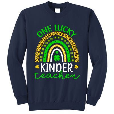 One Lucky Kinder Teacher St Patricks Day Teacher Rainbow Graphic Plus Size Tall Sweatshirt