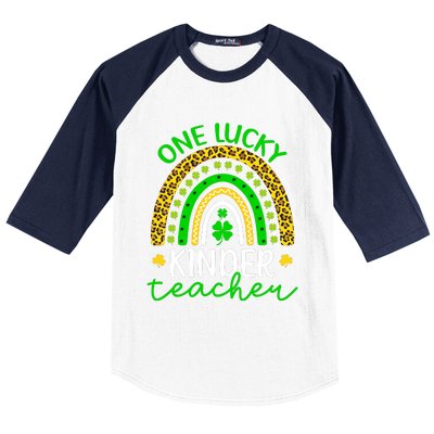 One Lucky Kinder Teacher St Patricks Day Teacher Rainbow Graphic Plus Size Baseball Sleeve Shirt