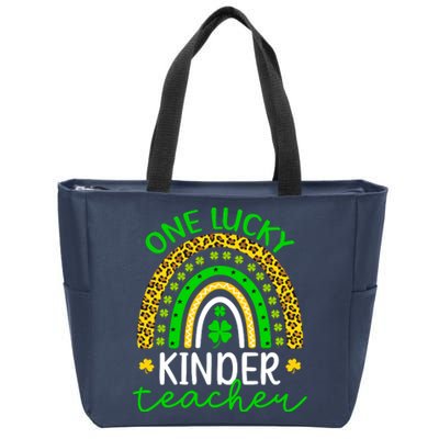 One Lucky Kinder Teacher St Patricks Day Teacher Rainbow Graphic Plus Size Zip Tote Bag