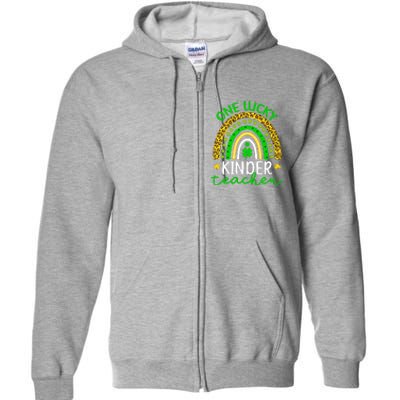 One Lucky Kinder Teacher St Patricks Day Teacher Rainbow Graphic Plus Size Full Zip Hoodie