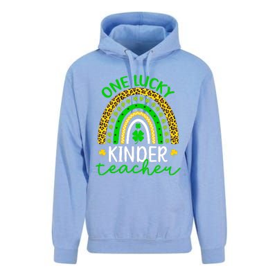 One Lucky Kinder Teacher St Patricks Day Teacher Rainbow Graphic Plus Size Unisex Surf Hoodie