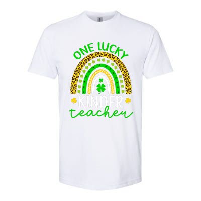 One Lucky Kinder Teacher St Patricks Day Teacher Rainbow Graphic Plus Size Softstyle CVC T-Shirt