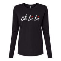 Oh La La, French Word Art With Red Hearts Womens Cotton Relaxed Long Sleeve T-Shirt