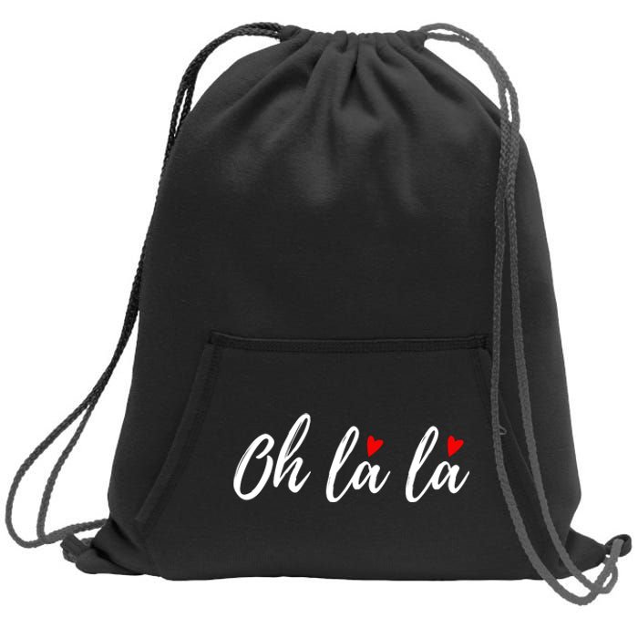 Oh La La, French Word Art With Red Hearts Sweatshirt Cinch Pack Bag