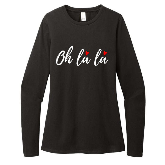 Oh La La, French Word Art With Red Hearts Womens CVC Long Sleeve Shirt