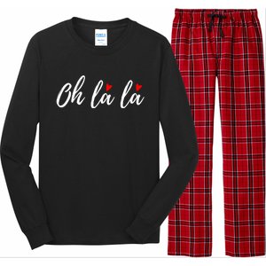 Oh La La, French Word Art With Red Hearts Long Sleeve Pajama Set