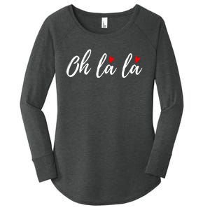 Oh La La, French Word Art With Red Hearts Women's Perfect Tri Tunic Long Sleeve Shirt