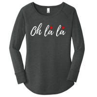 Oh La La, French Word Art With Red Hearts Women's Perfect Tri Tunic Long Sleeve Shirt