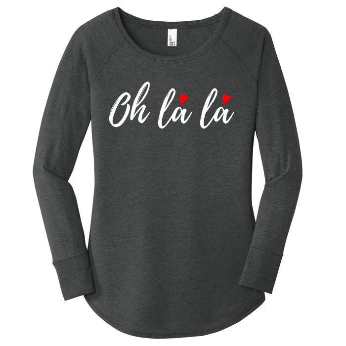 Oh La La, French Word Art With Red Hearts Women's Perfect Tri Tunic Long Sleeve Shirt