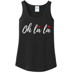 Oh La La, French Word Art With Red Hearts Ladies Essential Tank