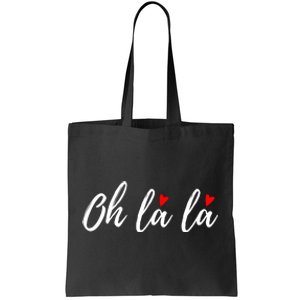 Oh La La, French Word Art With Red Hearts Tote Bag