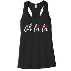 Oh La La, French Word Art With Red Hearts Women's Racerback Tank