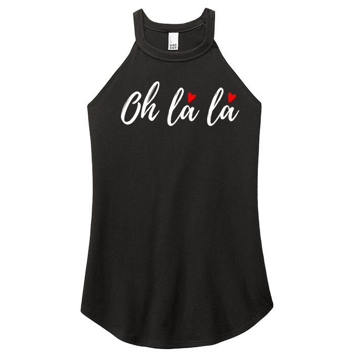 Oh La La, French Word Art With Red Hearts Women's Perfect Tri Rocker Tank