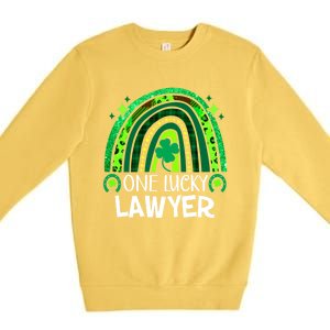 One Lucky Lawyer Funny Gift Rainbow St Patrick's Day Gift Premium Crewneck Sweatshirt