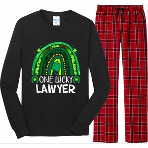 One Lucky Lawyer Funny Gift Rainbow St Patrick's Day Gift Long Sleeve Pajama Set