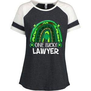 One Lucky Lawyer Funny Gift Rainbow St Patrick's Day Gift Enza Ladies Jersey Colorblock Tee