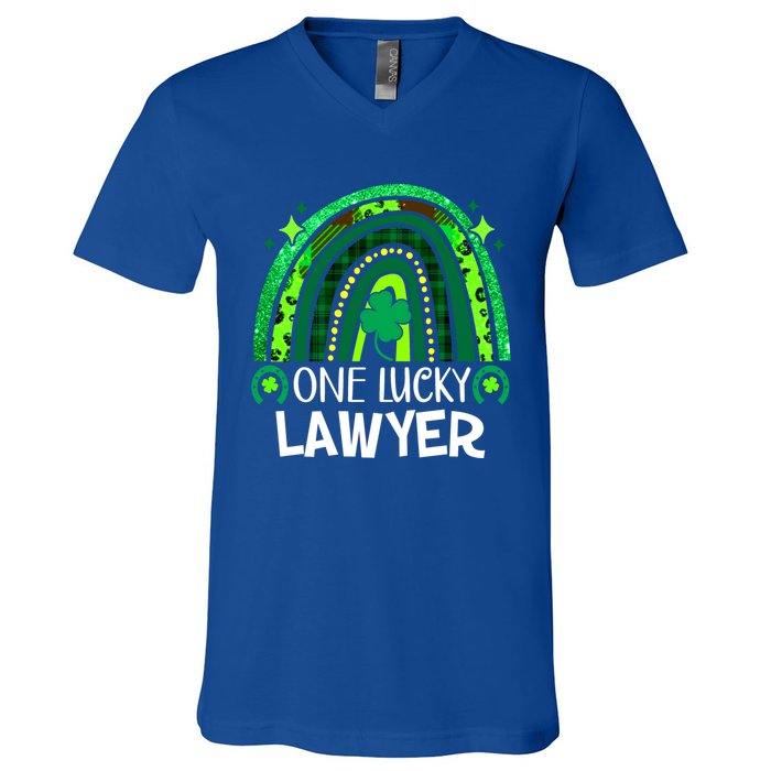 One Lucky Lawyer Funny Gift Rainbow St Patrick's Day Gift V-Neck T-Shirt