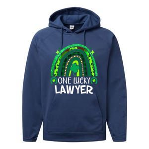 One Lucky Lawyer Funny Gift Rainbow St Patrick's Day Gift Performance Fleece Hoodie