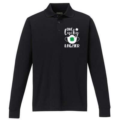 One Lucky Lawyer St Patrick's Day Lawyer Gift Performance Long Sleeve Polo