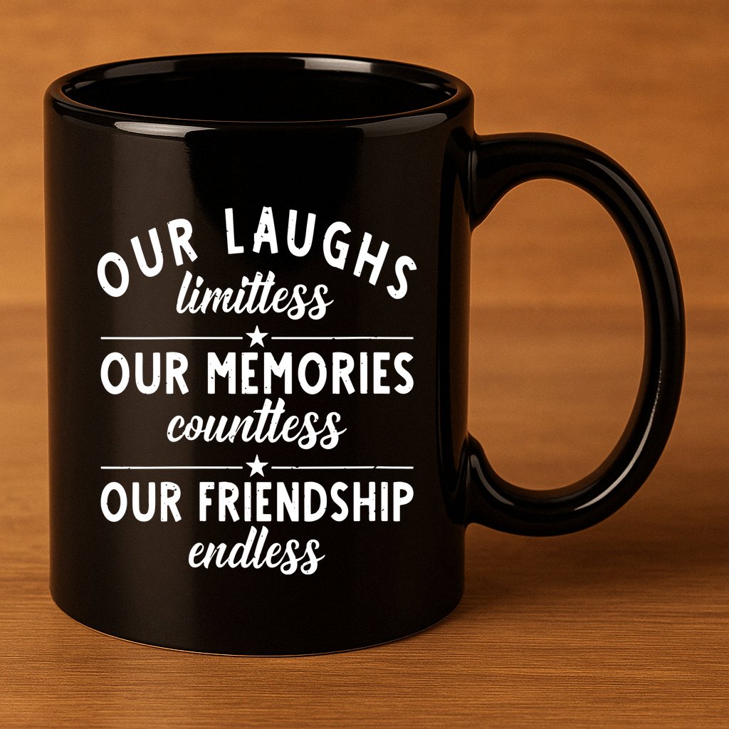 Our Laughs Limitless Memories Countless Friendship Endless Vneck 11oz C Handle Ceramic Mug