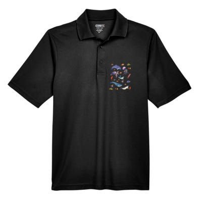 Ocean Life Love Sea Turtle Dolphin Jellyfish Whale Fishes Men's Origin Performance Pique Polo