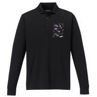 Ocean Life Love Sea Turtle Dolphin Jellyfish Whale Fishes Performance Long Sleeve Polo