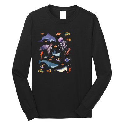 Ocean Life Love Sea Turtle Dolphin Jellyfish Whale Fishes Long Sleeve Shirt