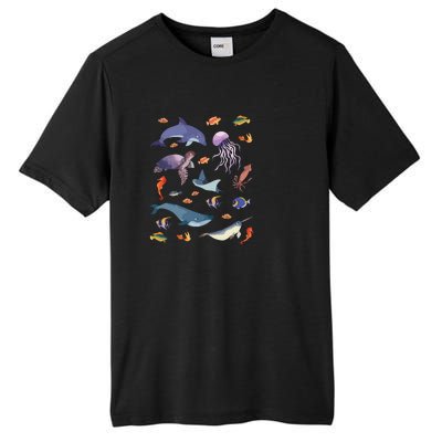 Ocean Life Love Sea Turtle Dolphin Jellyfish Whale Fishes Tall Fusion ChromaSoft Performance T-Shirt