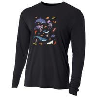 Ocean Life Love Sea Turtle Dolphin Jellyfish Whale Fishes Cooling Performance Long Sleeve Crew