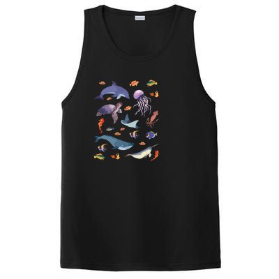 Ocean Life Love Sea Turtle Dolphin Jellyfish Whale Fishes PosiCharge Competitor Tank