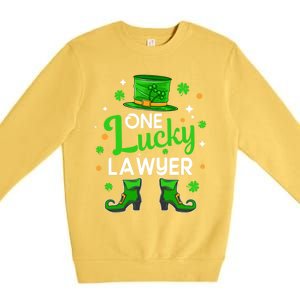 One Lucky Lawyer St Patrick's Day Leprechaun Lawyer Gift Premium Crewneck Sweatshirt