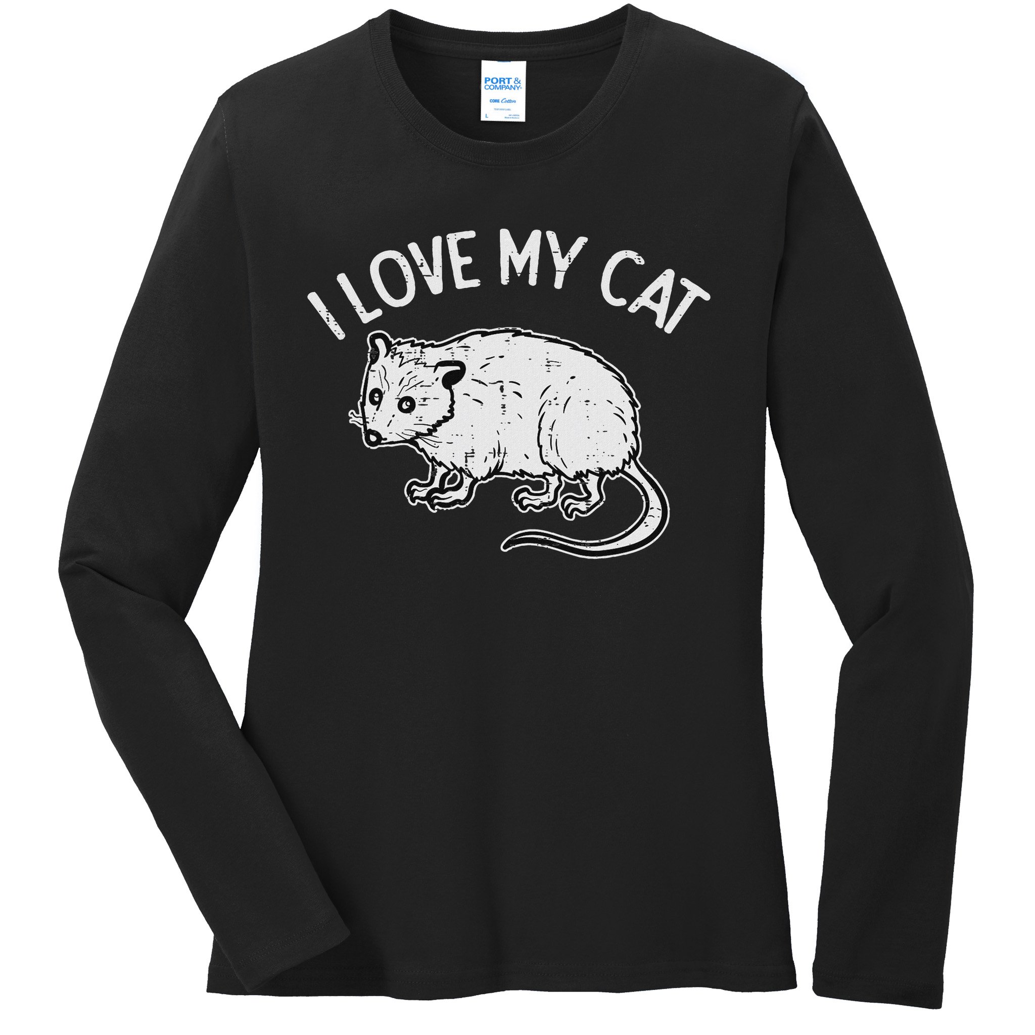 Opossum Love My Cat Funny Possum Street Women Ladies Long Sleeve Shirt