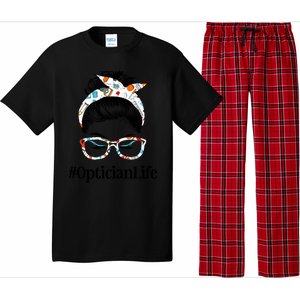 Optician Life Messy Hair Bun Healthcare Worker Funny Gift Pajama Set