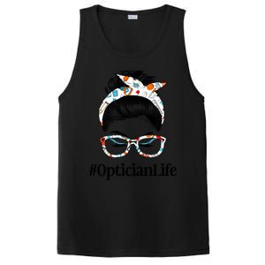 Optician Life Messy Hair Bun Healthcare Worker Funny Gift PosiCharge Competitor Tank