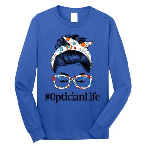 Optician Life Messy Hair Bun Healthcare Worker Funny Gift Long Sleeve Shirt