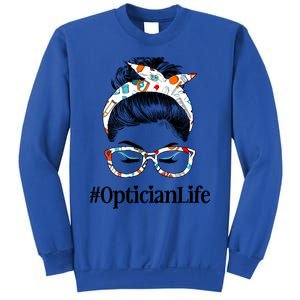 Optician Life Messy Hair Bun Healthcare Worker Funny Gift Sweatshirt