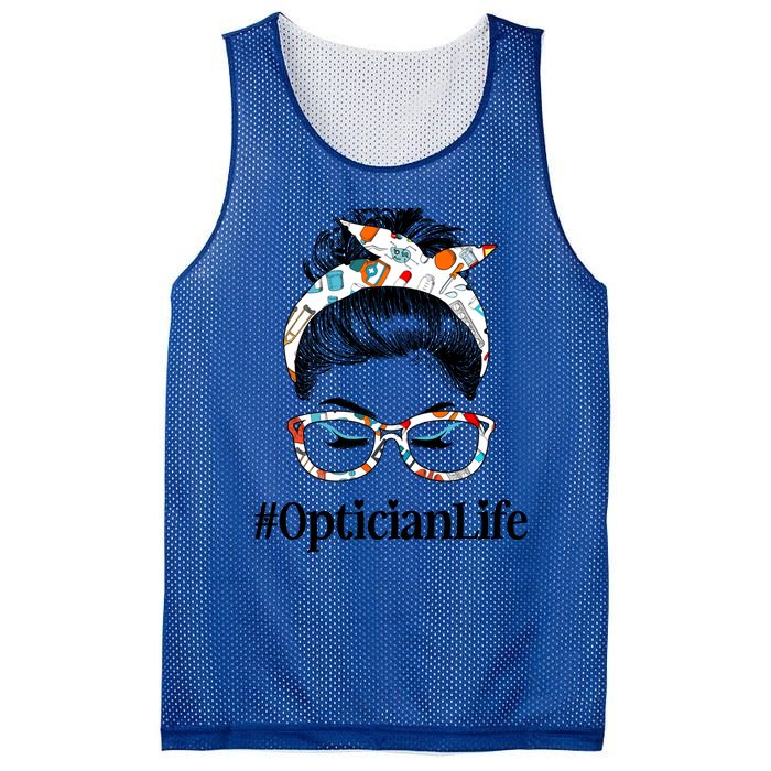 Optician Life Messy Hair Bun Healthcare Worker Funny Gift Mesh Reversible Basketball Jersey Tank