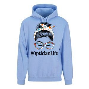 Optician Life Messy Hair Bun Healthcare Worker Funny Gift Unisex Surf Hoodie