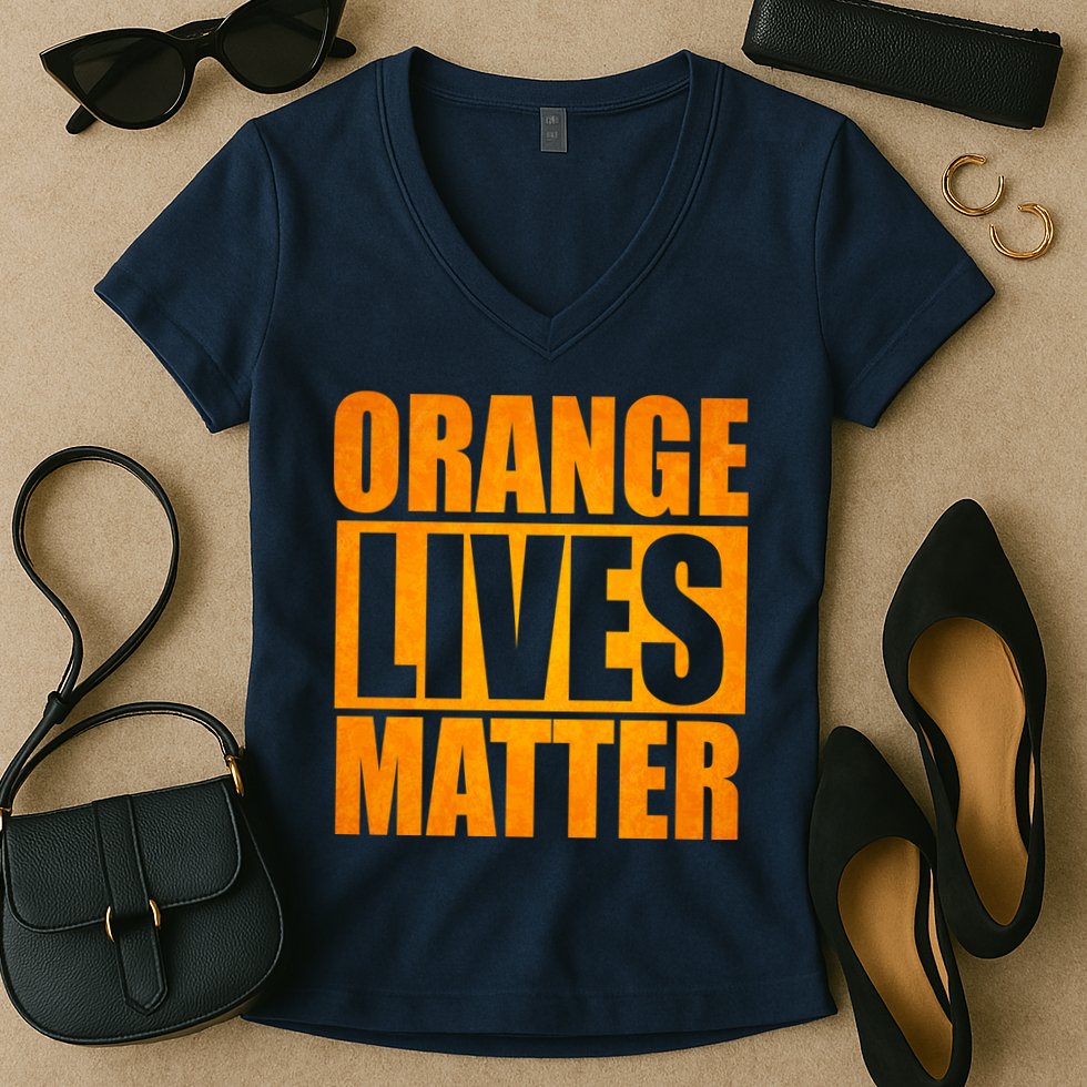 Orange Lives Matter Funny Donald Trump Women's V-Neck T-Shirt