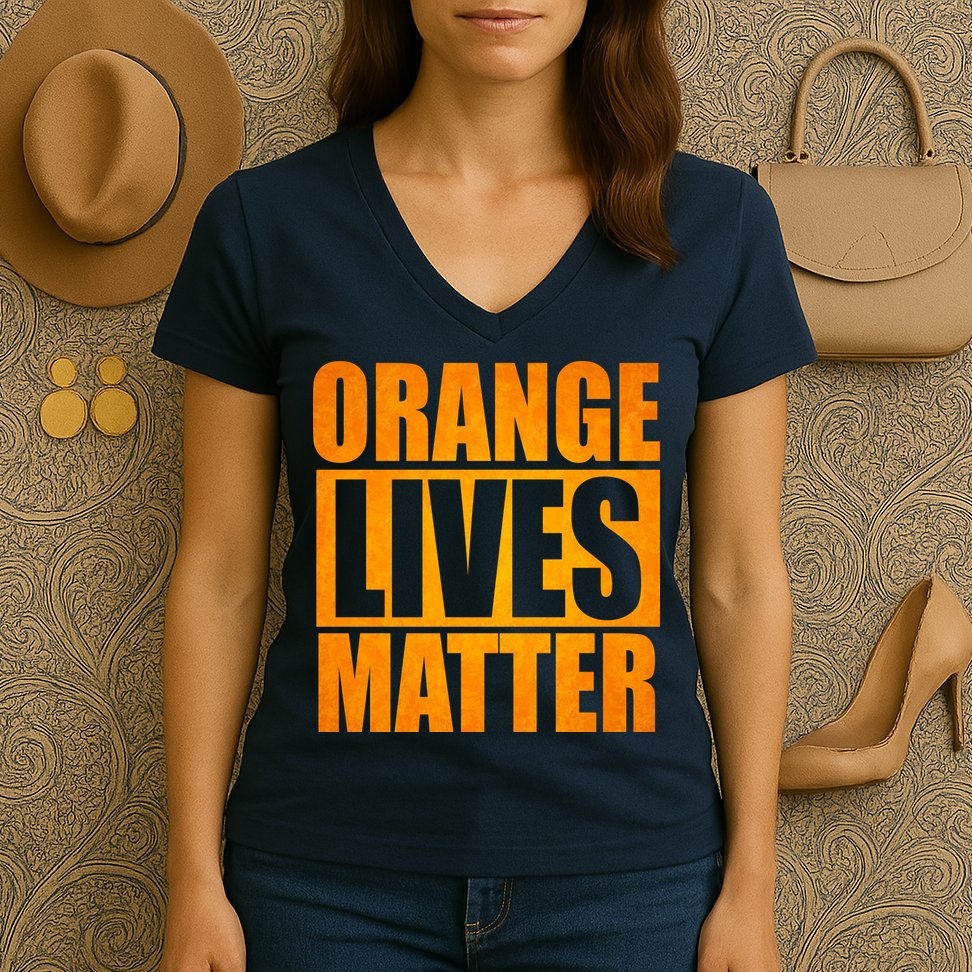 Orange Lives Matter Funny Donald Trump Women's V-Neck T-Shirt