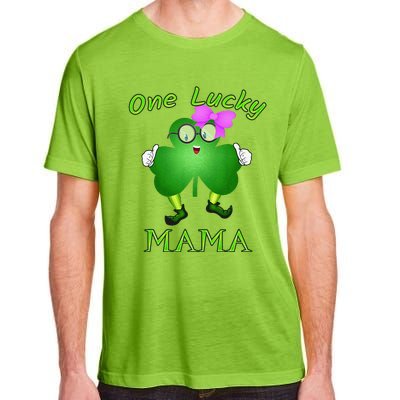 One Lucky Mama Pink Bow Shamrock St Patrick's Day Irish Mom Adult ChromaSoft Performance T-Shirt