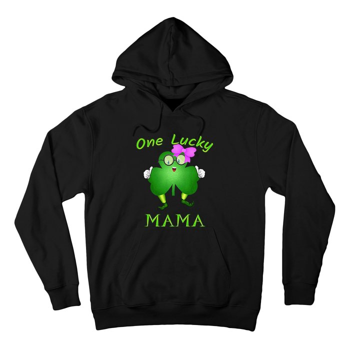 One Lucky Mama Pink Bow Shamrock St Patrick's Day Irish Mom Hoodie