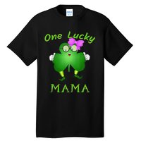 One Lucky Mama Pink Bow Shamrock St Patrick's Day Irish Mom Tall T-Shirt