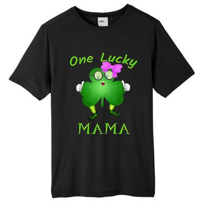 One Lucky Mama Pink Bow Shamrock St Patrick's Day Irish Mom Tall Fusion ChromaSoft Performance T-Shirt