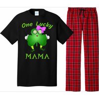 One Lucky Mama Pink Bow Shamrock St Patrick's Day Irish Mom Pajama Set