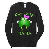 One Lucky Mama Pink Bow Shamrock St Patrick's Day Irish Mom Tall Long Sleeve T-Shirt