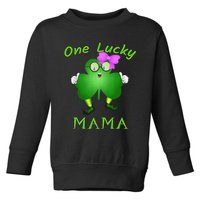 One Lucky Mama Pink Bow Shamrock St Patrick's Day Irish Mom Toddler Sweatshirt